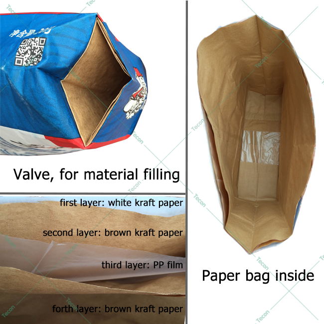 セメント袋のための貼られた弁のMultiwallの化学紙袋機械1年の保証